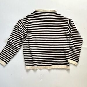 BLACK AND WHITE STRIPED KNIT HIGH NECK SWEATER​